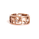 Elephant Chain Ring with White Diamonds and Rose Gold Borders