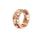 Elephant Chain Ring with White Diamonds and Rose Gold Borders