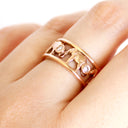 Elephant Chain Ring with White Diamonds and Rose Gold Borders