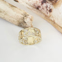 Elephant Chain Ring with White Diamonds and Yellow Gold Borders