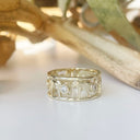 Elephant Chain Ring with White Diamonds and Yellow Gold Borders