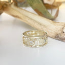 Elephant Chain Ring with White Diamonds and Yellow Gold Borders