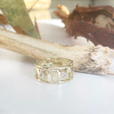 Elephant Chain Ring with White Diamonds and Yellow Gold Borders