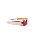 Elevated Caressing Gallery Ruby Yellow Gold Ring