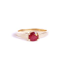 Elevated Caressing Gallery Ruby Yellow Gold Ring