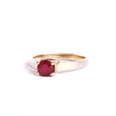 Elevated Caressing Gallery Ruby Yellow Gold Ring
