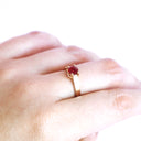 Elevated Caressing Gallery Ruby Yellow Gold Ring
