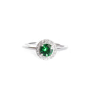 Elevated Round Cut Tsavorite Diamond Halo Ring