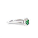 Elevated Round Cut Tsavorite Diamond Halo Ring