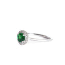 Elevated Round Cut Tsavorite Diamond Halo Ring
