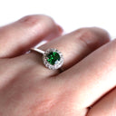 Elevated Round Cut Tsavorite Diamond Halo Ring