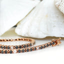 Elongated Black Diamond And Flashes of White Diamond Rose Gold Tennis Bracelet