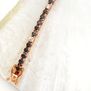 Elongated Black Diamond And Flashes of White Diamond Rose Gold Tennis Bracelet