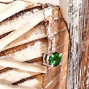 Enchanting Petite Round Cut Tsavorite and White Diamond Drop White Gold Pendant