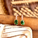 Enchanting Petite Tsavorite and White Diamond Drop Rose Gold Studs