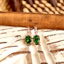Enchanting Petite Tsavorite and White Diamond Drop Rose Gold Studs