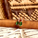 Enchanting Petite Tsavorite and White Diamond Drop Rose Gold Studs