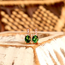 Enchanting Petite Tsavorite and White Diamond Drop Rose Gold Studs