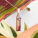 Rose Gold watermelon tourmaline and diamond pendant