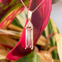 Rose Gold watermelon tourmaline and diamond pendant