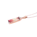 Enchanting Pyramid Diamond Highlight Watermelon Tourmaline Baguette Rose Gold Pendant