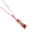 Enchanting Pyramid Diamond Highlight Watermelon Tourmaline Baguette Rose Gold Pendant