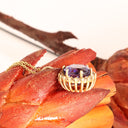 Enchanting Round Cut Tanzanite With Diamond Halo Yellow Gold Pendant