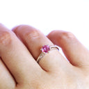 Enchanting Six Claw Elevated Pink Sapphire With Filigree Detail White Gold Ring
