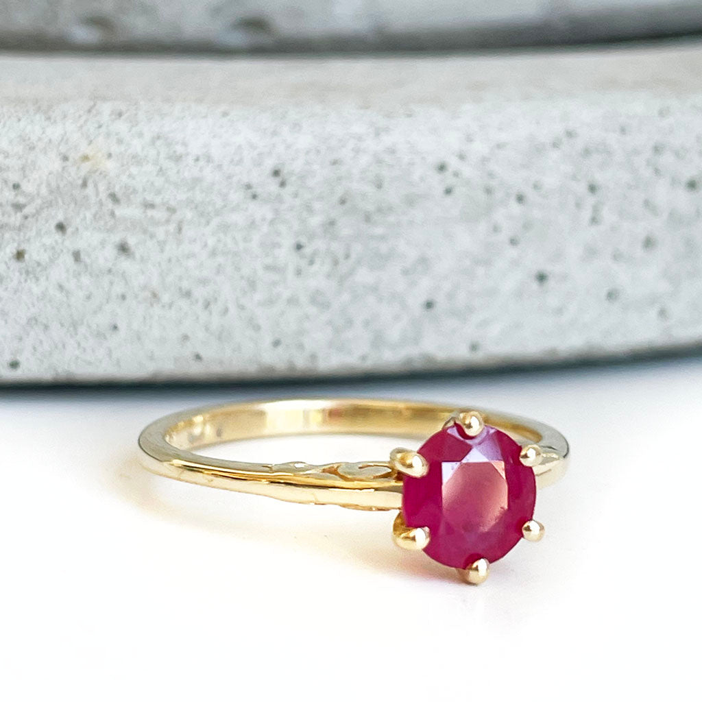 Yellow Gold Filigree Ruby Ring