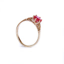 Enchanting Six Claw Elevated Ruby With Filigree Detail Yellow Gold Ring