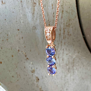 Eternal Promise Tanzanite and Diamond Rose Gold Pendant