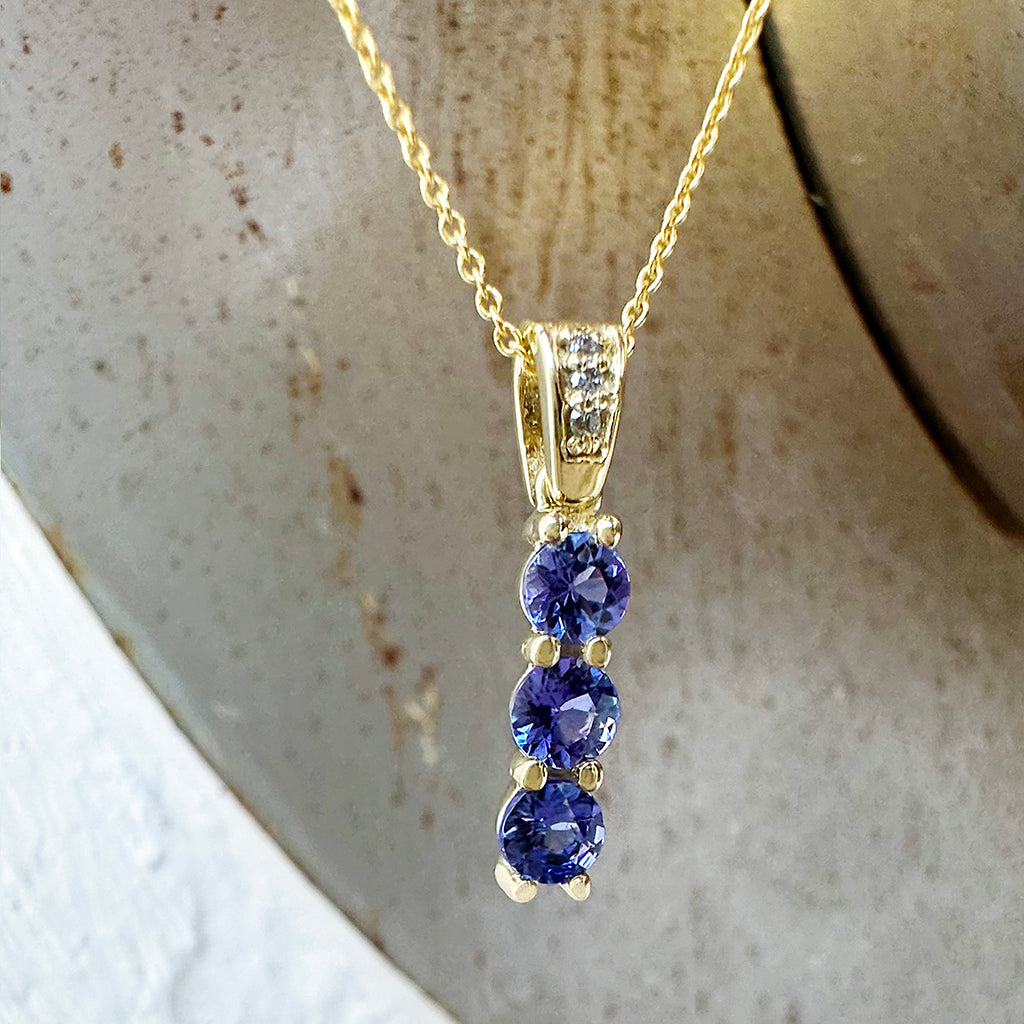 Eternal Promise Tanzanite and Diamond Yellow Gold Pendant