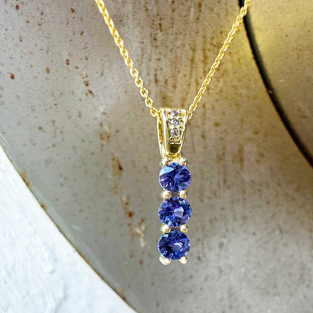 Eternal Promise Tanzanite and Diamond Yellow Gold Pendant