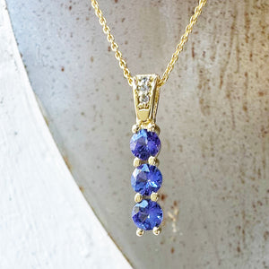 Eternal Promise Tanzanite and Diamond Yellow Gold Pendant