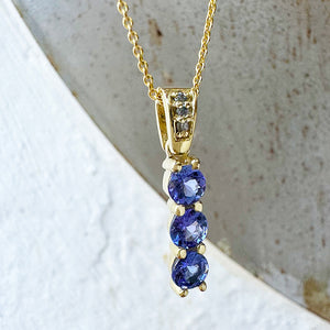 Eternal Promise Tanzanite and Diamond Yellow Gold Pendant