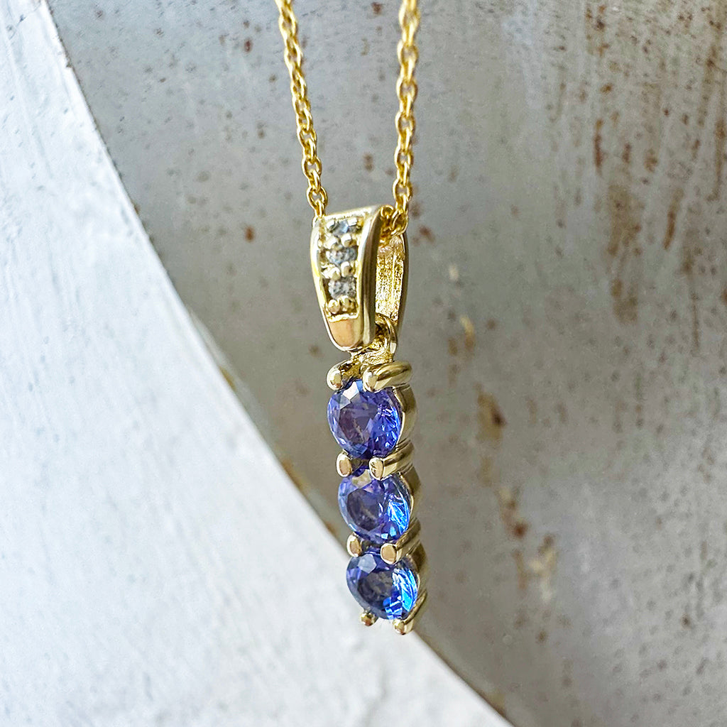 Eternal Promise Tanzanite and Diamond Yellow Gold Pendant