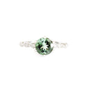 Ethereal Diamond Crimped Band Round Cut Green Tourmaline White Gold Ring