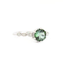 Ethereal Diamond Crimped Band Round Cut Green Tourmaline White Gold Ring