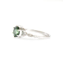 Ethereal Diamond Crimped Band Round Cut Green Tourmaline White Gold Ring