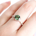 Ethereal Diamond Crimped Band Round Cut Green Tourmaline White Gold Ring