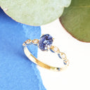 Exquisite Sapphire And Marquise Tapered Band and Diamond Highlight Ring
