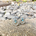 Exquisite Topaz and Diamond Halo Studs