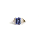 Eye-Catching Octagonal Cut Tanzanite With Glam Side Diamond Highlight White Gold Ring