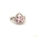 Fairytale Trilliant Pink Morganite and Diamond Halo and Band Ring