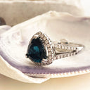 London Blue Topaz and Diamond Halo Ring
