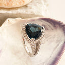 London Blue Topaz and Diamond Halo Ring