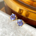 Yellow Gold Filigree Tanzanite Stud Earrings