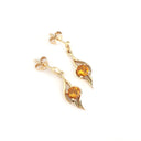 Flame Inspired Citrine Yellow Gold Drop Earrings