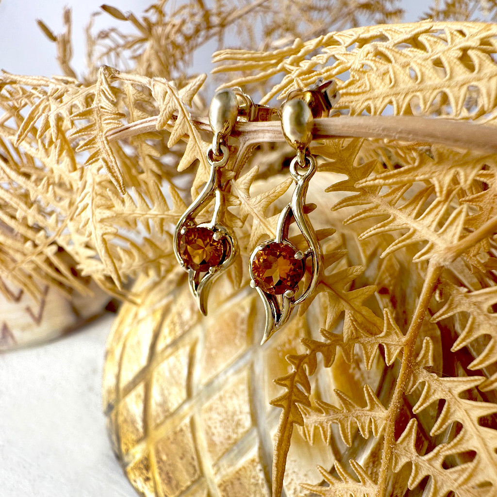 Flame Inspired Citrine Yellow Gold Drop Earrings Afrogem Jewellers