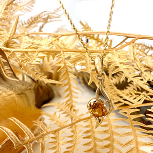 Flame Inspired Citrine Yellow Gold Pendant